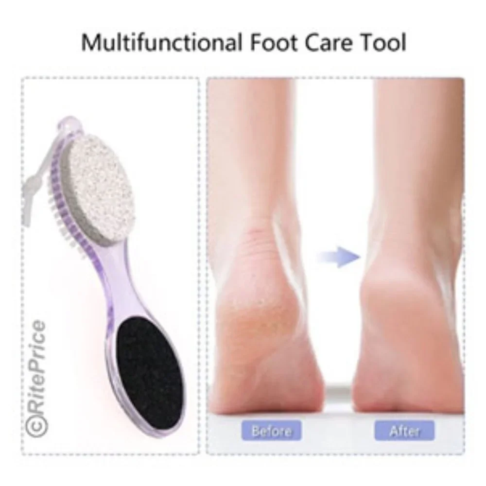 4 In 1 Foot Care Stone Callus Brush Pumice Scrubber Pedicure Exfoliate (2 Pack)